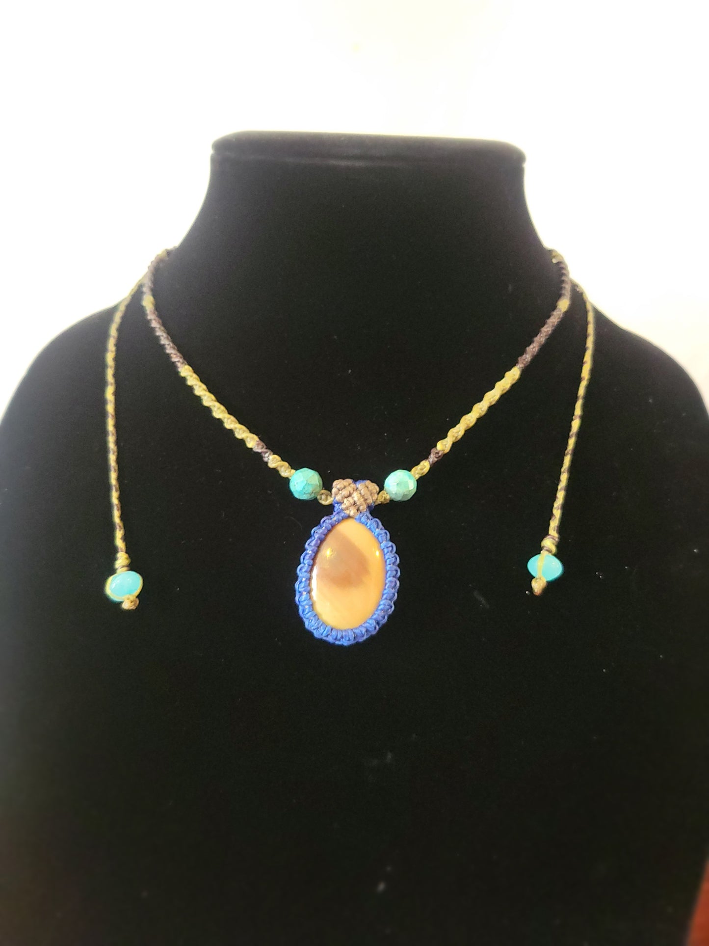 River’s Whisper: Jasper Pendant Necklace Adorned with Turquoise Beads