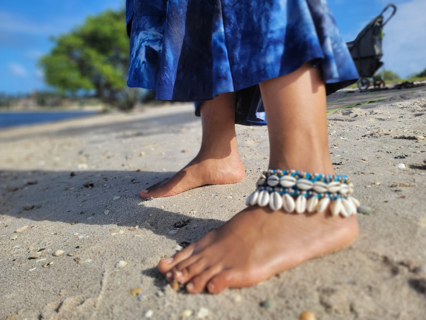 Tropical Macramé Cowrie Shell Anklets – Various colors and sizes - with Stones, Charms & Beads - Durable and Waterproof