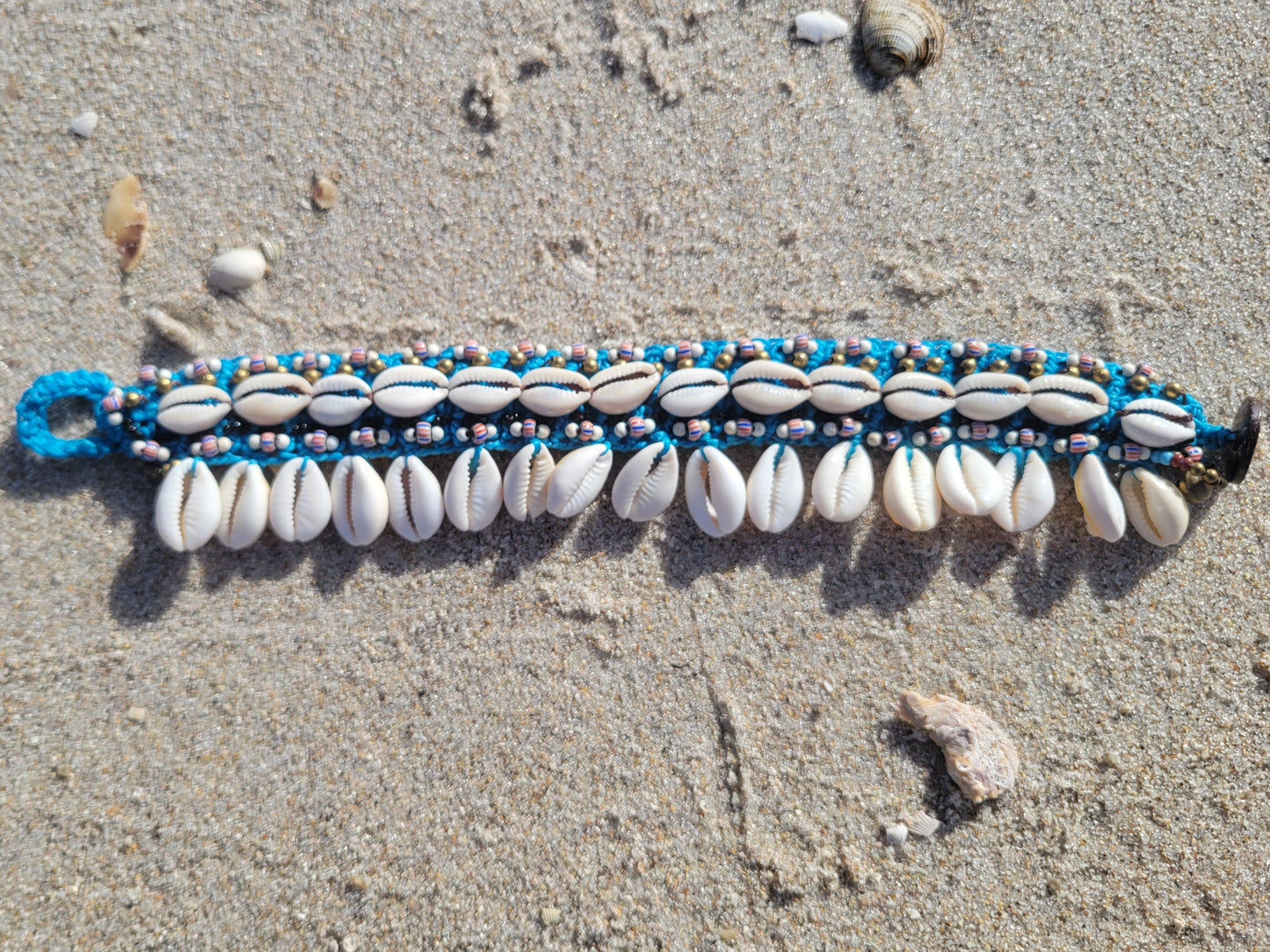 Tropical Macramé Cowrie Shell Anklets – Various colors and sizes - with Stones, Charms & Beads - Durable and Waterproof