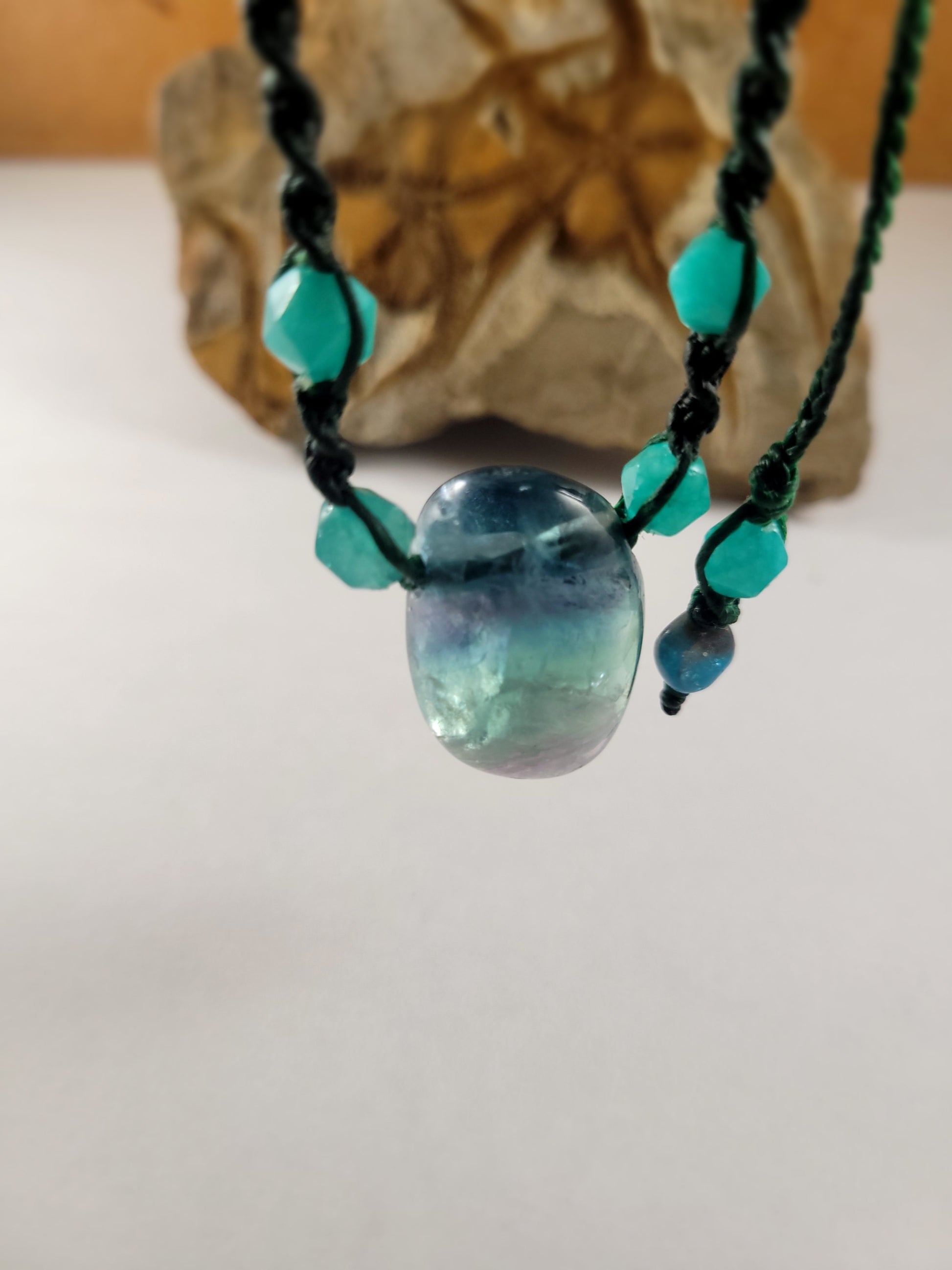 Rainbow Fluorite Pendant Necklace