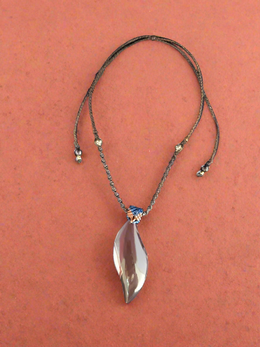 Botswana Agate Macrame Necklace - Unique White-Shaded Stone Design