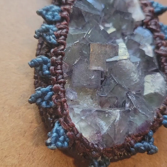 Raw fluorite geode pendant necklace