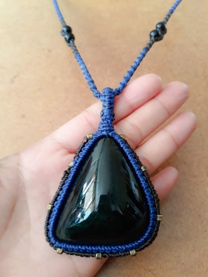 Velvet Obsidian Macrame Necklace