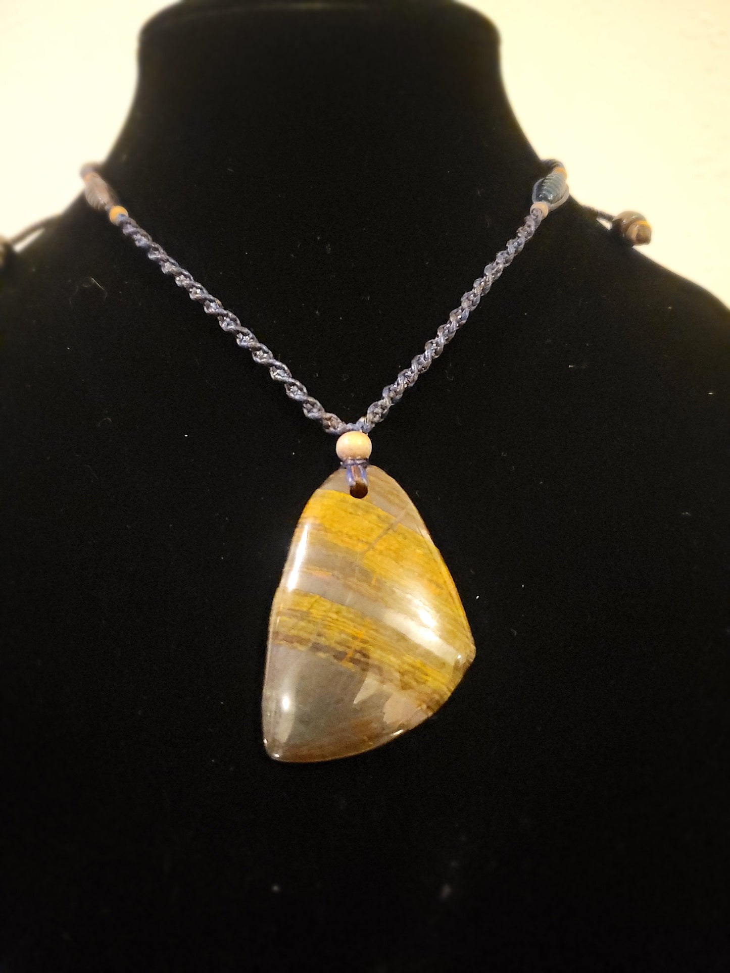 Tiger Eye Pendant - Natural Stone Necklace - Adjustable, Sustainable, Ethical