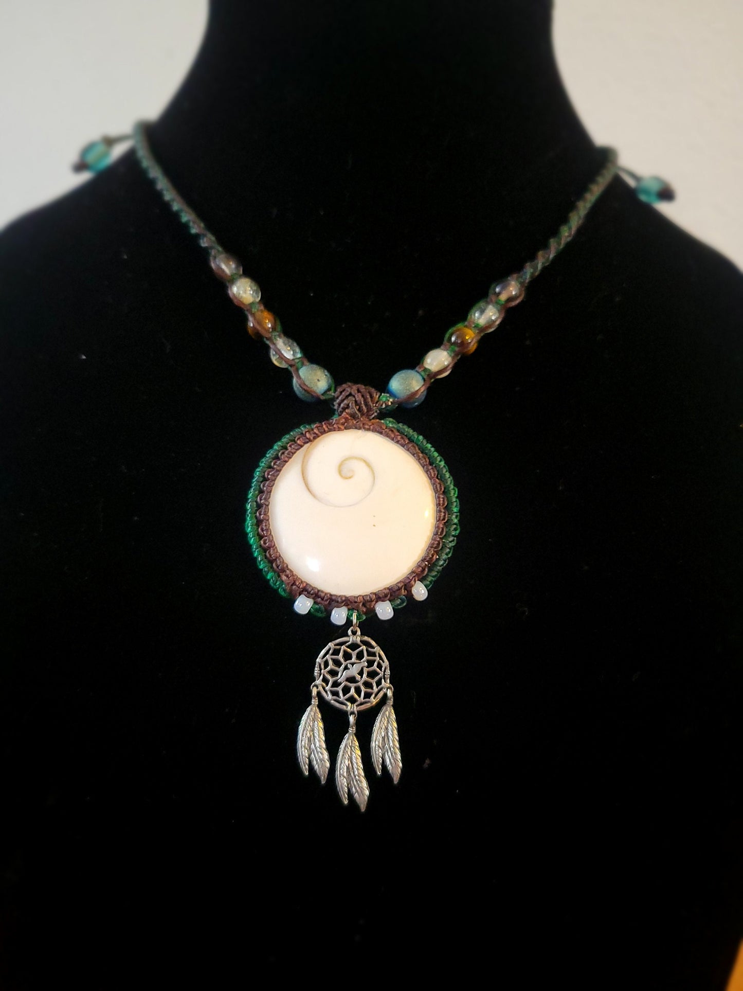 Shiva Eye Pendant Necklace with Dream Catcher Charm - Native American Inspired - Boho Hippie Jewelry