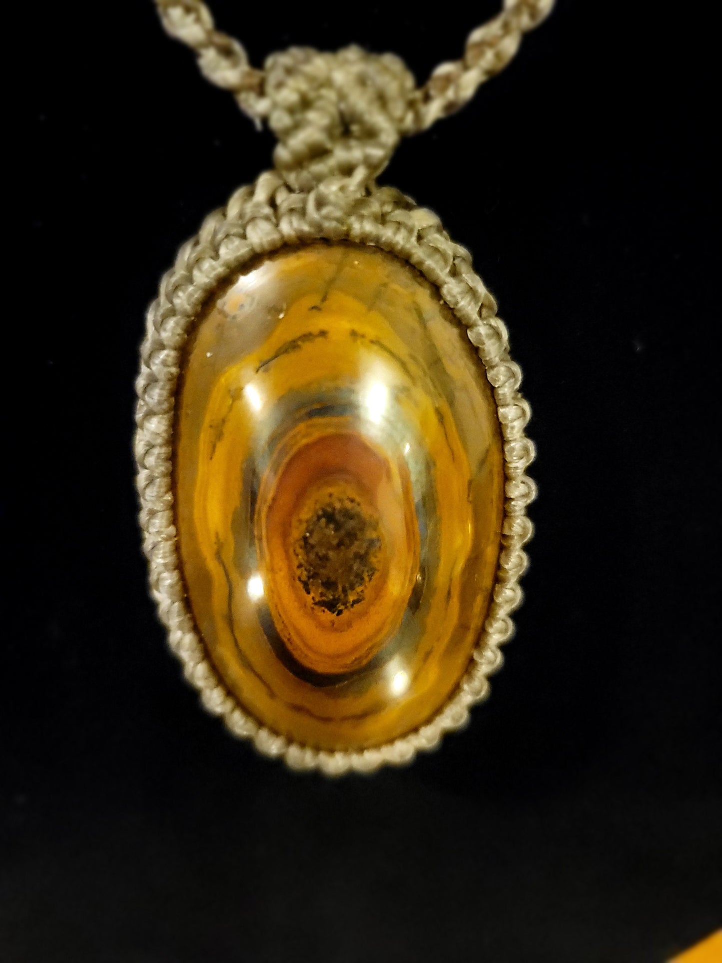 Men's Tiger's Eye Pendant Necklace – Oval Stone with Green Cord Wrap - Grounding & Protective Energy - Boho Hippie Jewelry