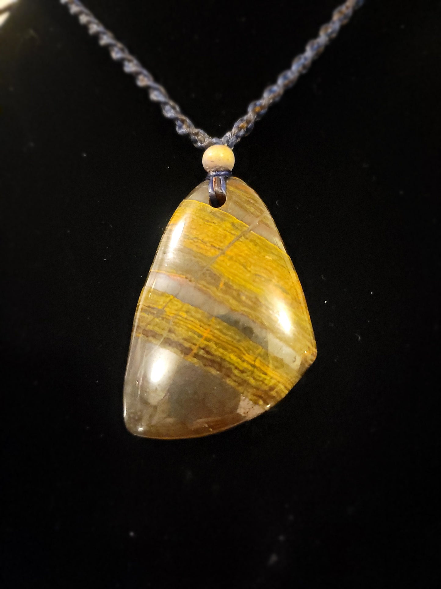 Tiger Eye Pendant - Natural Stone Necklace - Adjustable, Sustainable, Ethical