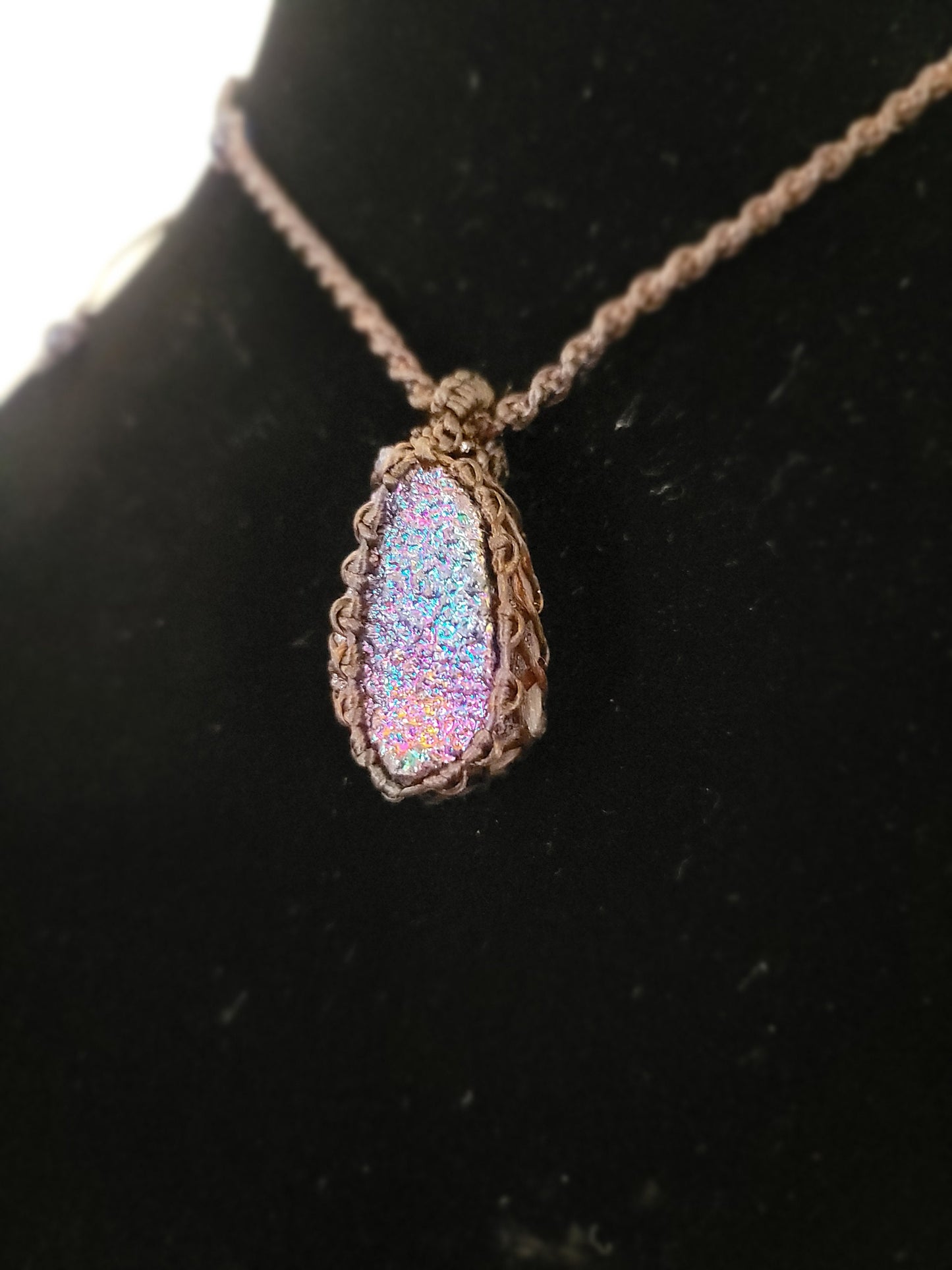 Purple Titanium Aura Stone Adjustable Necklace