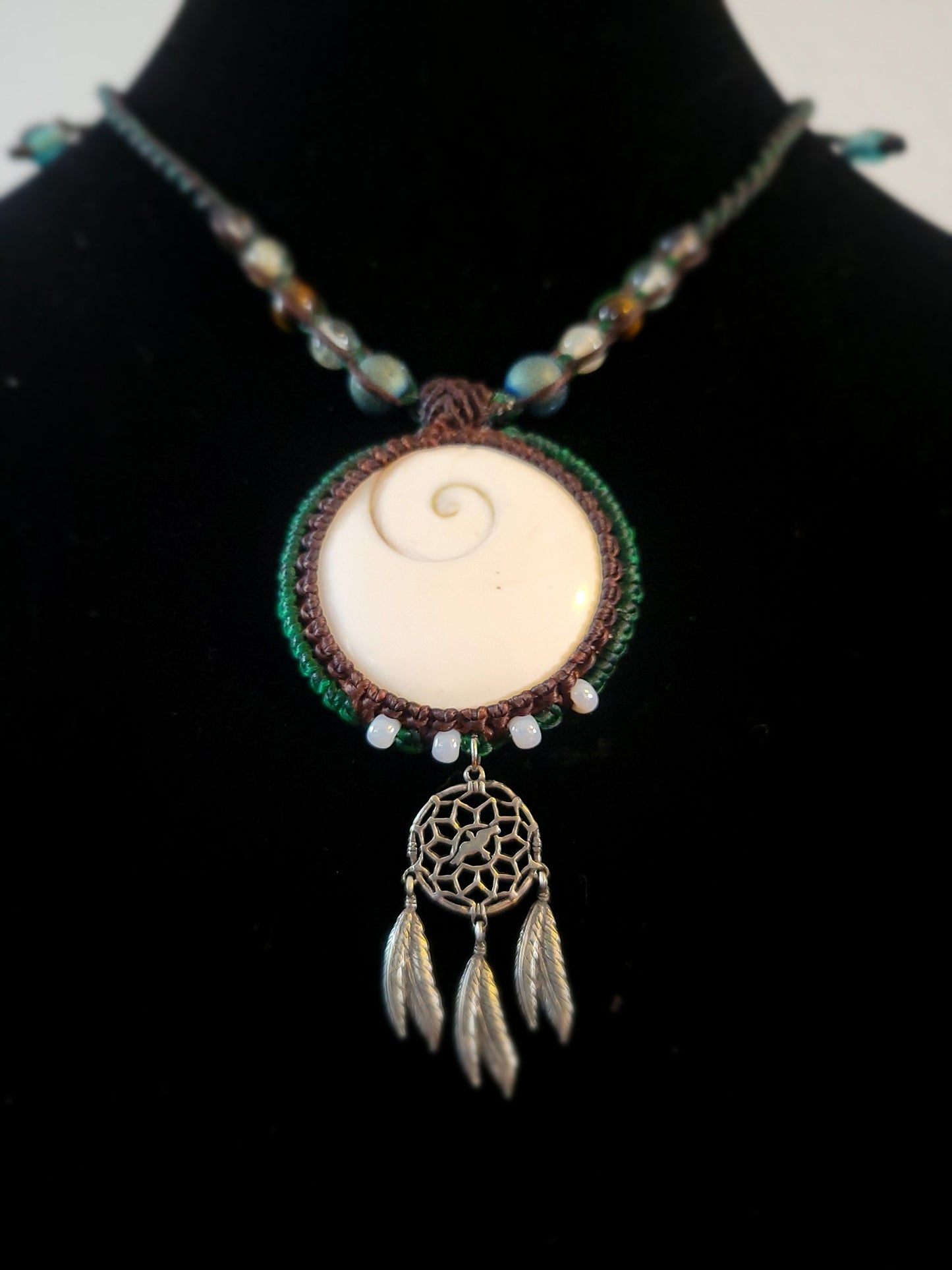 Shiva Eye Pendant Necklace with Dream Catcher Charm - Native American Inspired - Boho Hippie Jewelry