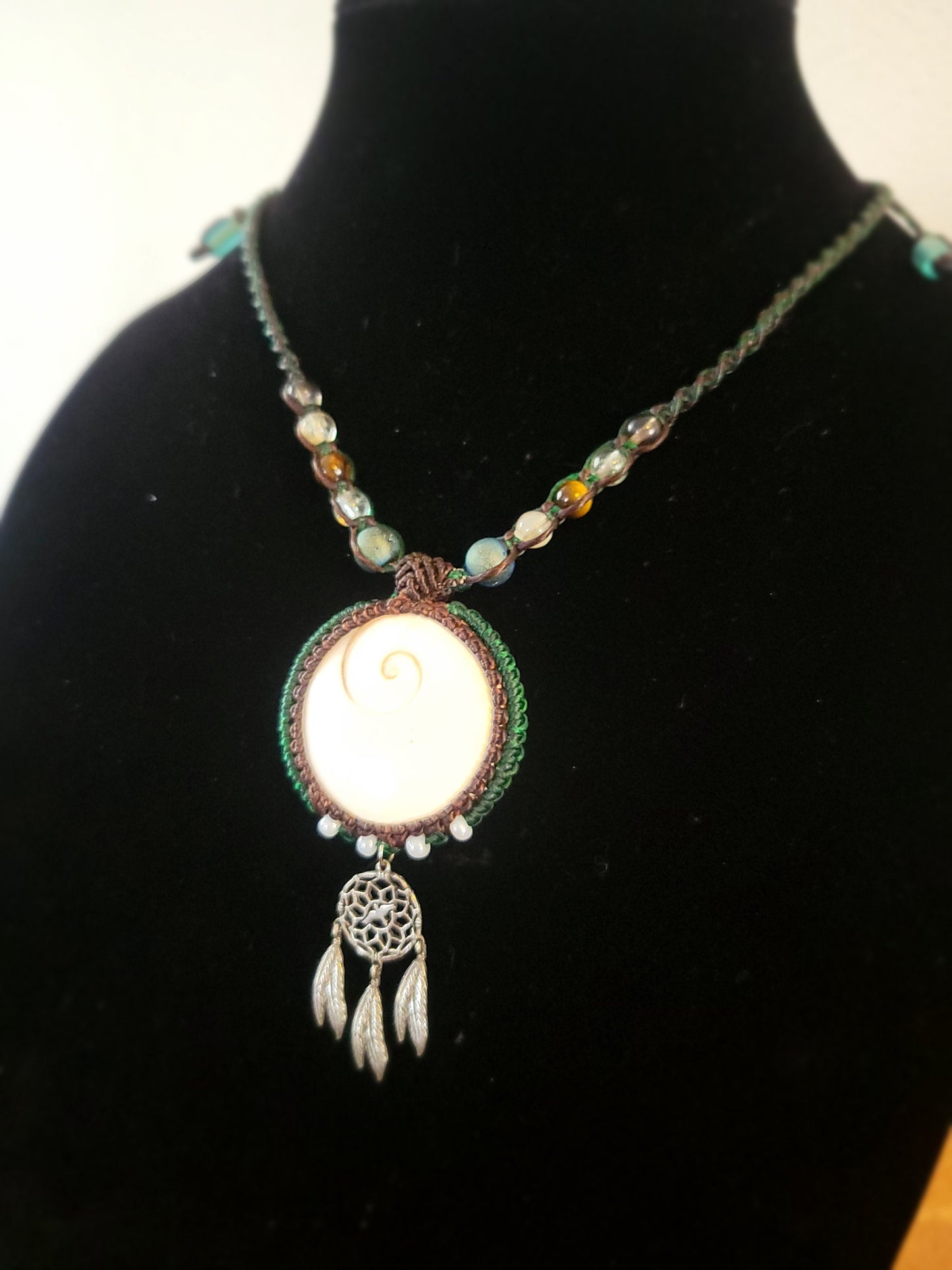 Shiva Eye Pendant Necklace with Dream Catcher Charm - Native American Inspired - Boho Hippie Jewelry